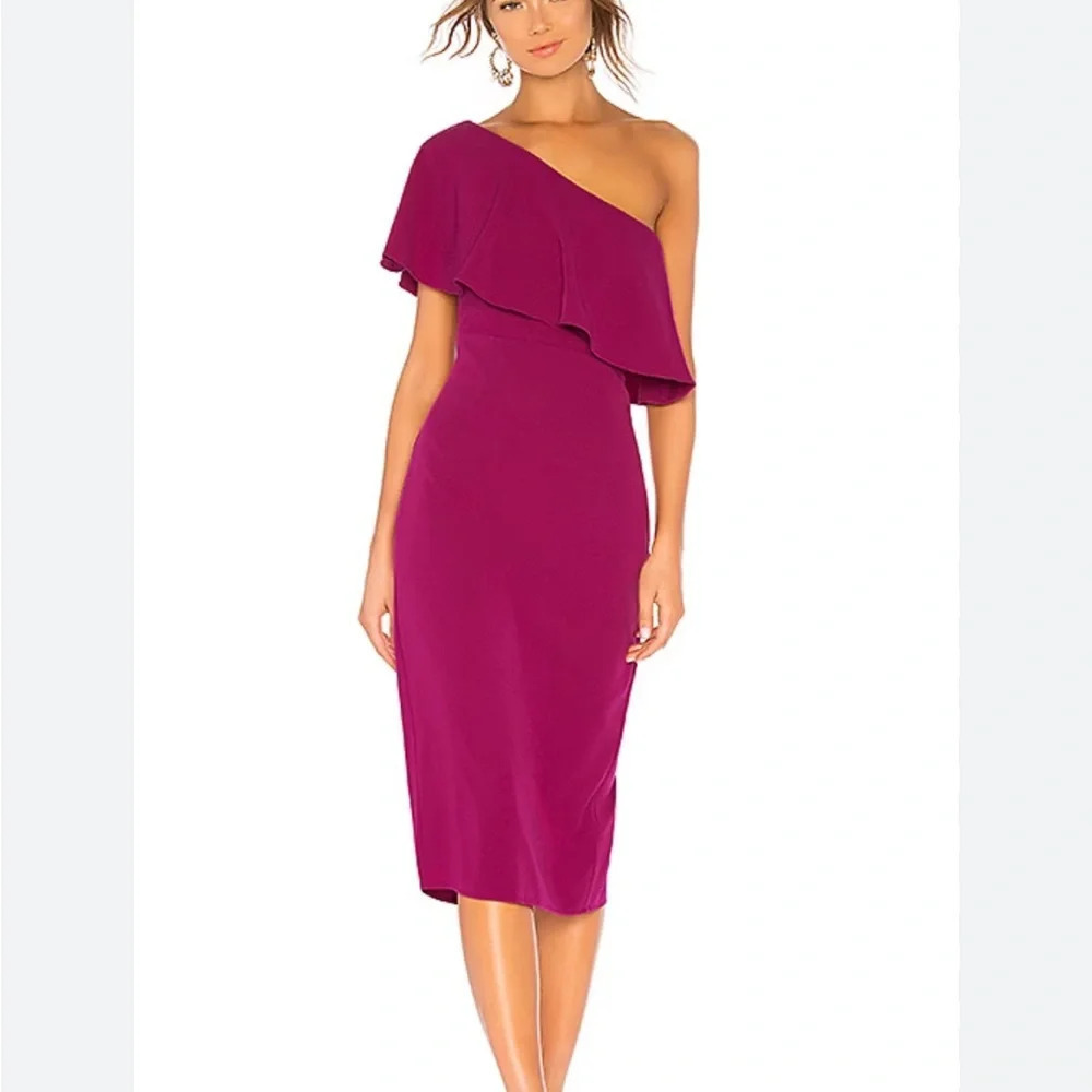 Lovers + Friends Bentley One Shoulder Grape Midi Dress NWT